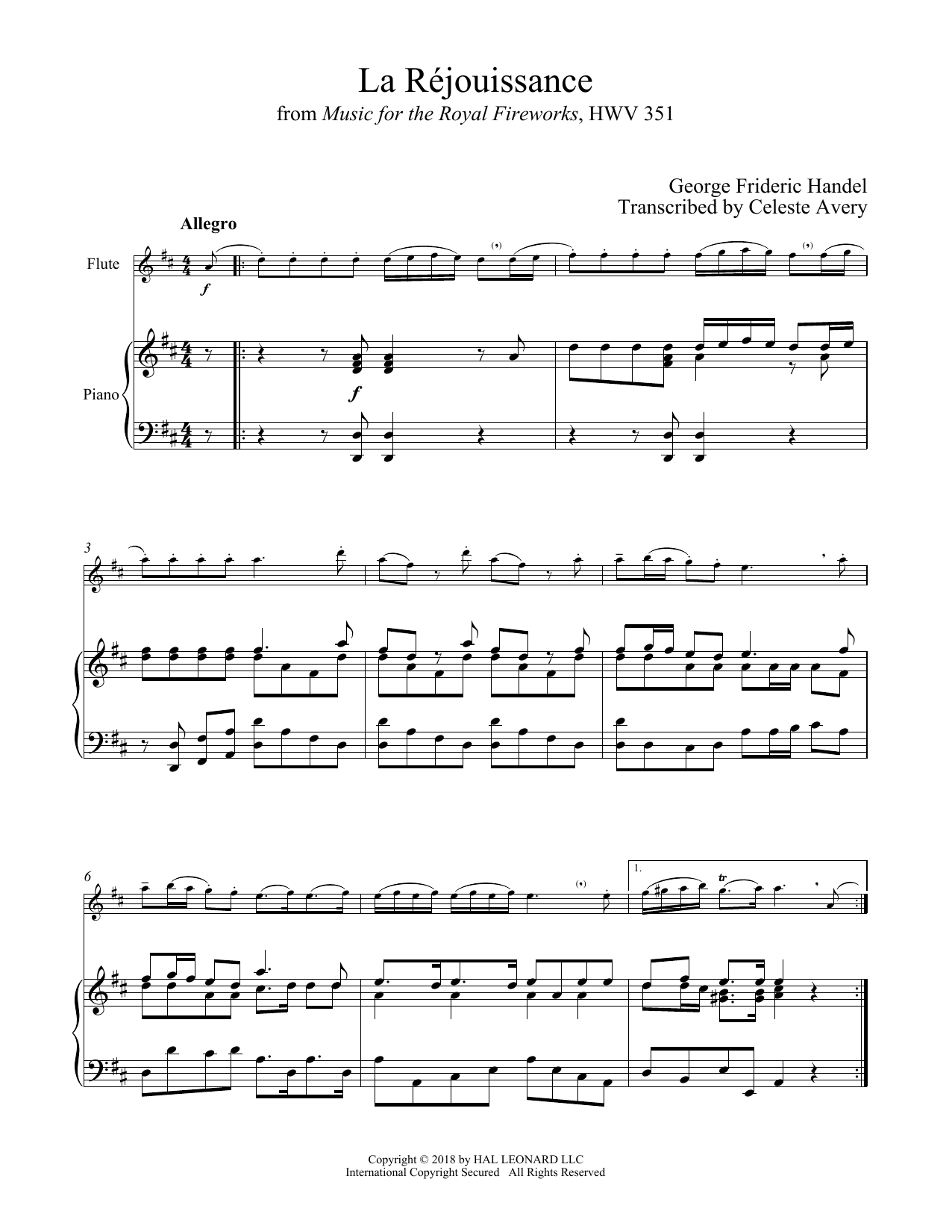 Download George Frederic Handel La Rejouissance Sheet Music