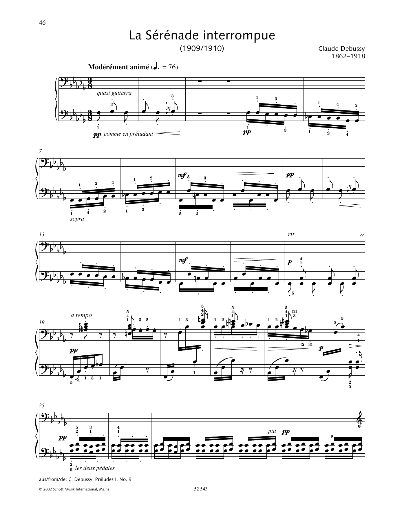 Download Claude Debussy La Serenade Interrompue Sheet Music