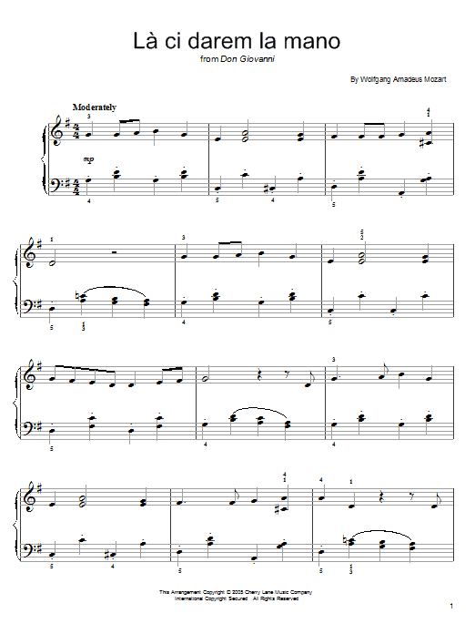 Download Wolfgang Amadeus Mozart La, Ci Darem La Mano (from Don Giovanni Sheet Music