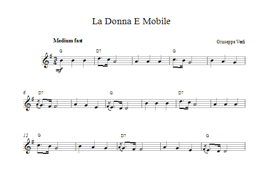 Download Giuseppe Verdi La Donna E Mobile (from Rigoletto) Sheet Music