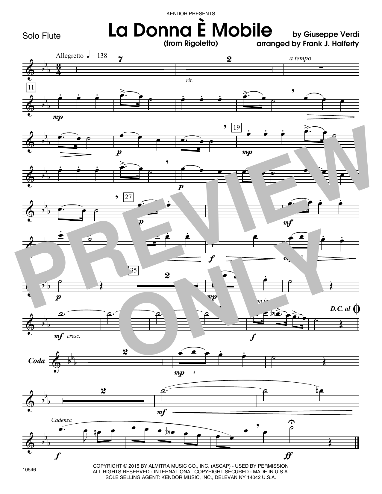 Download Frank J. Halferty La Donna E Mobile (from Rigoletto) - Fl Sheet Music