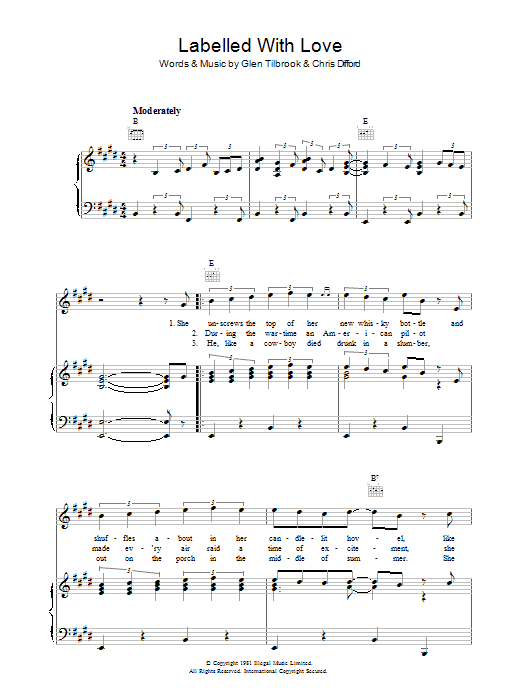 Download Squeeze Labelled With Love Sheet Music