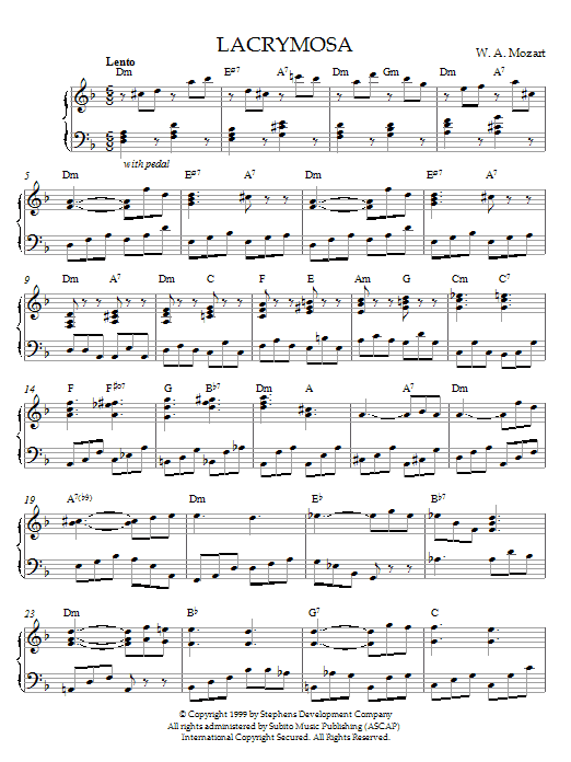 Download Wolfgang Amadeus Mozart Lacrymosa from Requiem Mass, K626 Sheet Music