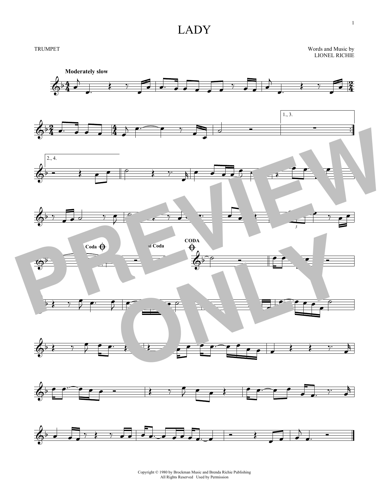 Download Kenny Rogers Lady Sheet Music