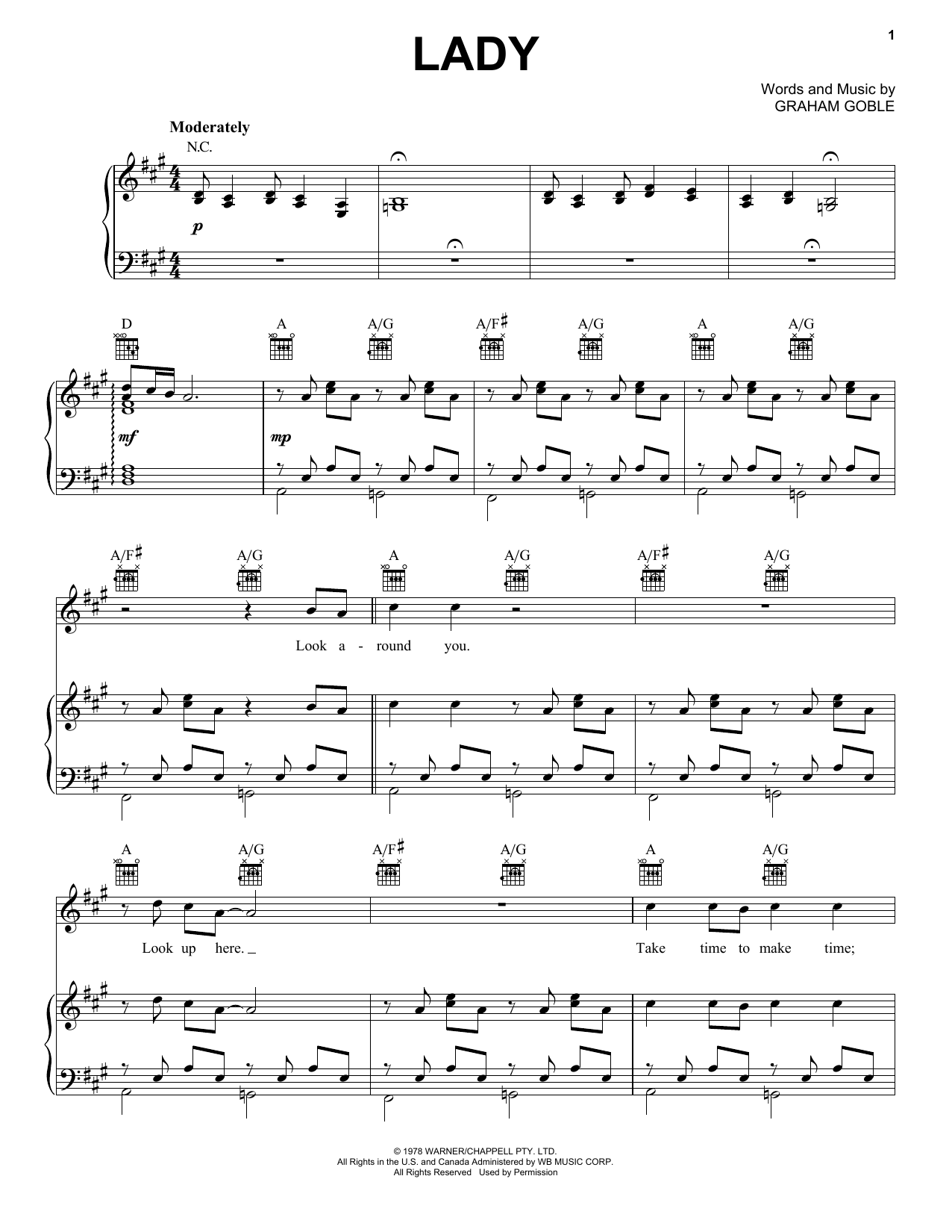 Download Little River Band Lady Sheet Music