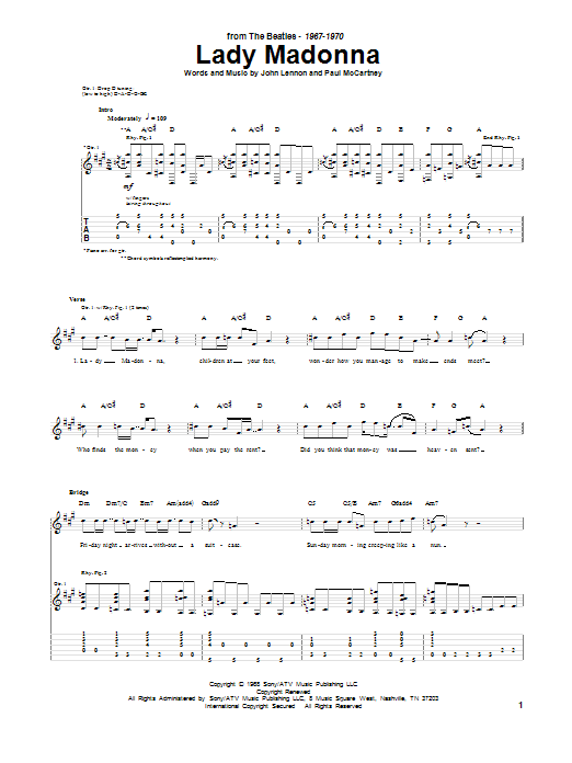 Download The Beatles Lady Madonna Sheet Music