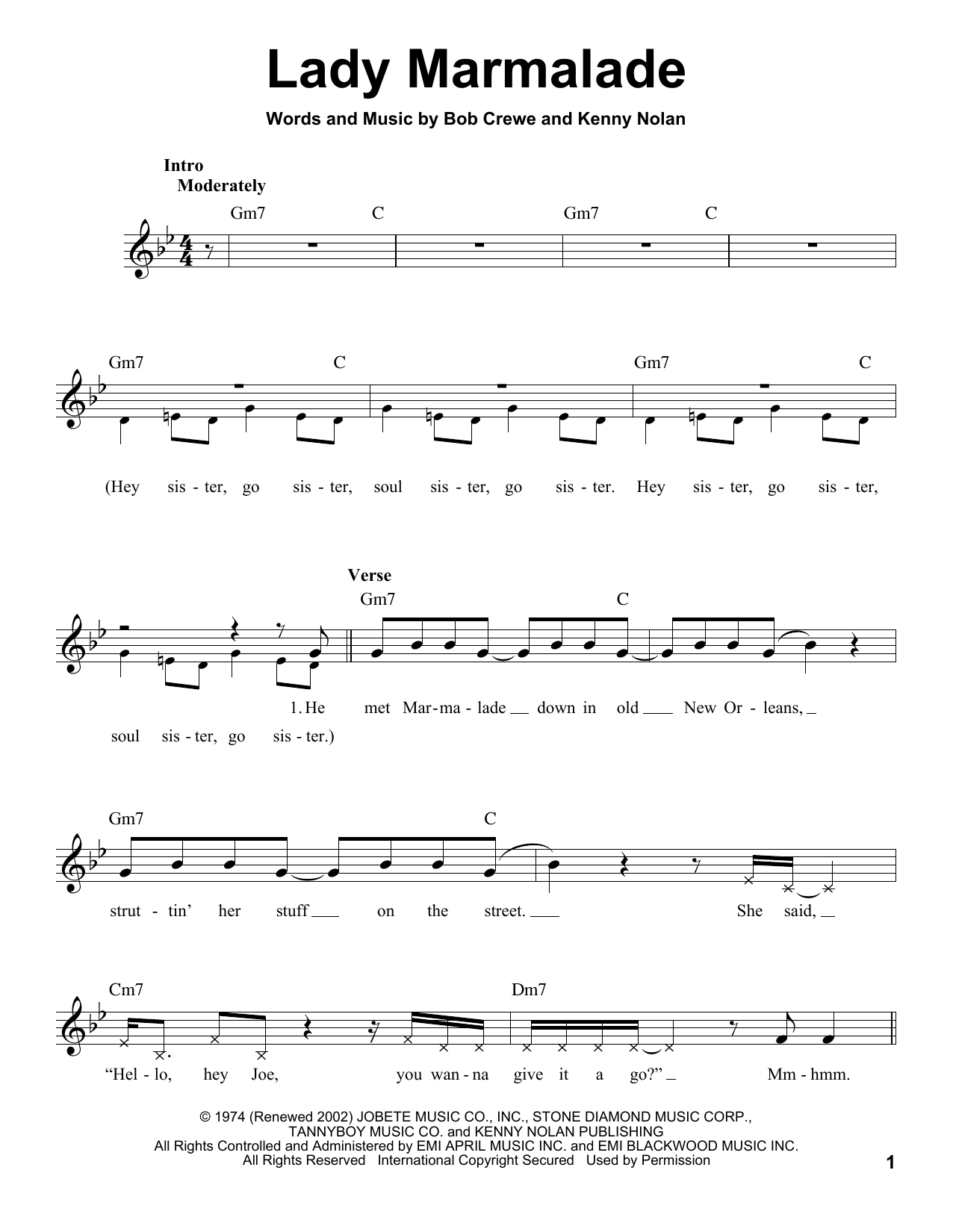 Download Patty LaBelle Lady Marmalade Sheet Music
