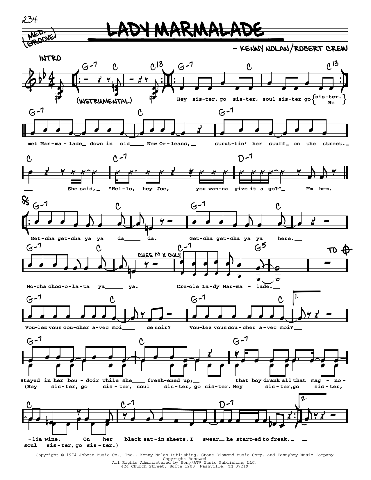 Download Patty LaBelle Lady Marmalade Sheet Music