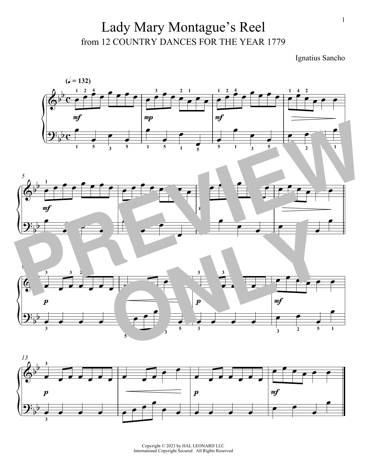 Download Ignatius Sancho Lady Mary Montague's Reel Sheet Music