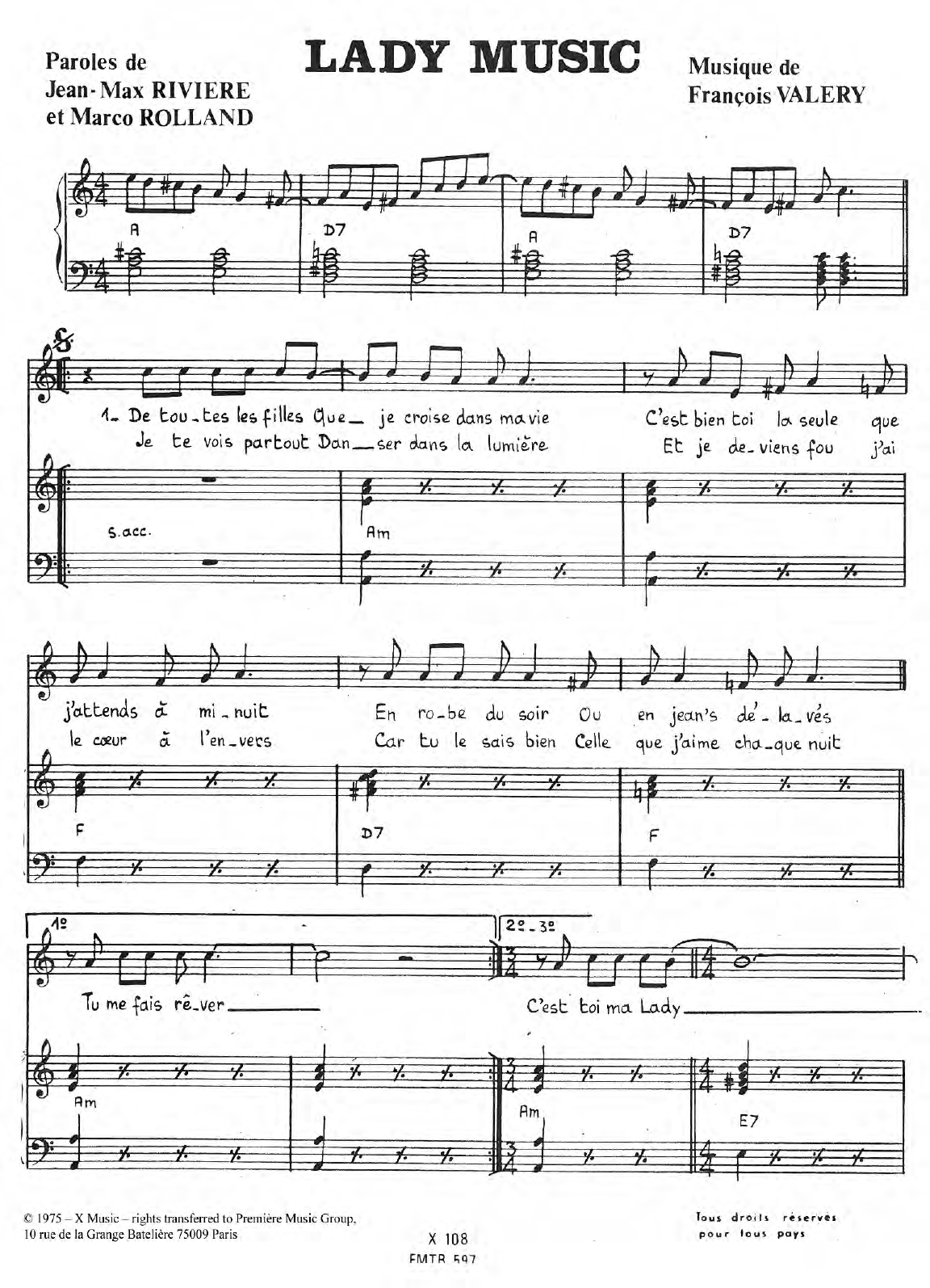 Download Francois Valery Lady Music Sheet Music