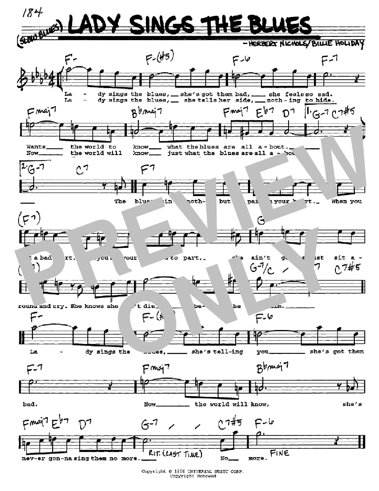 Download Billie Holiday Lady Sings The Blues Sheet Music