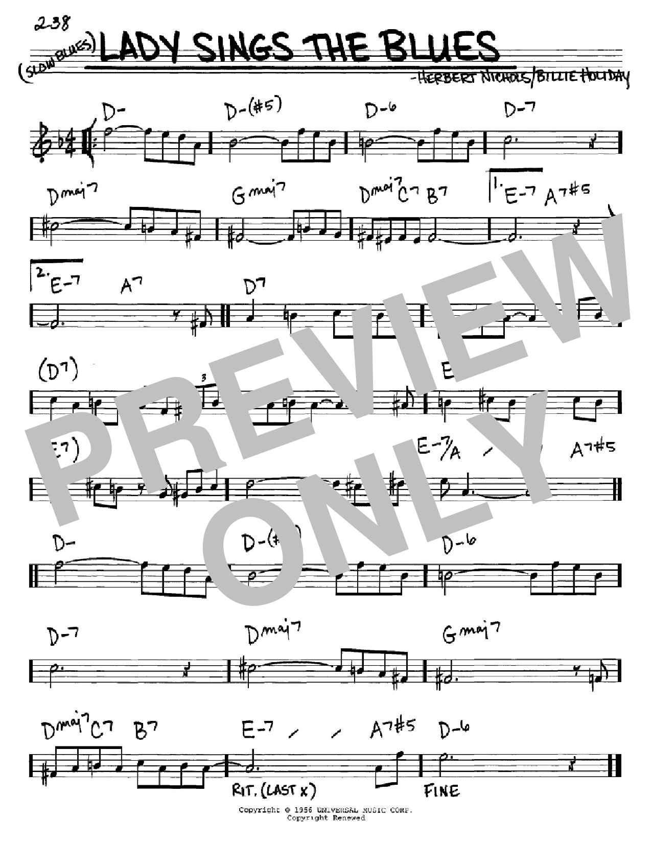 Download Billie Holiday Lady Sings The Blues Sheet Music