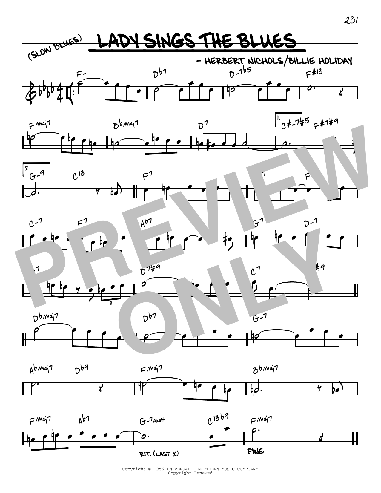 Download Billie Holiday Lady Sings The Blues [Reharmonized vers Sheet Music
