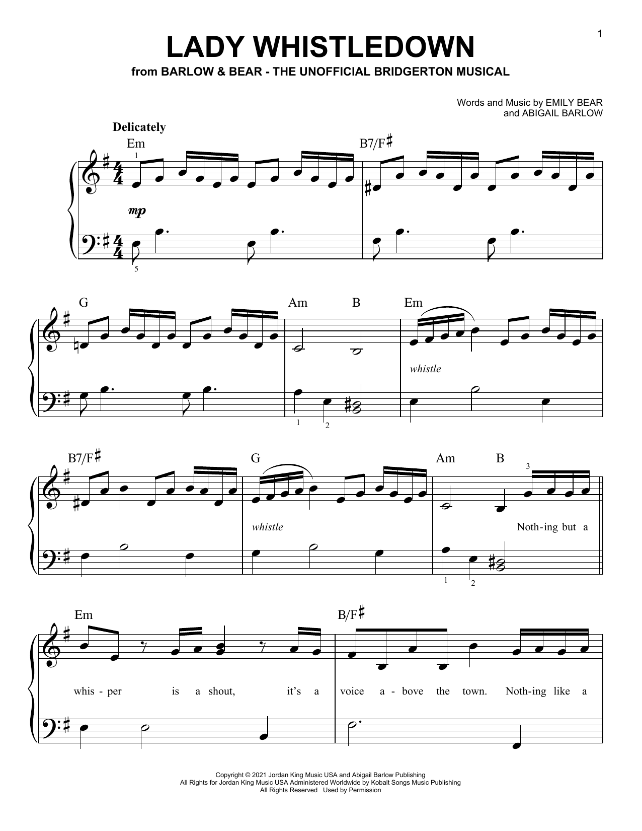 Download Barlow & Bear Lady Whistledown (from The Unofficial B Sheet Music