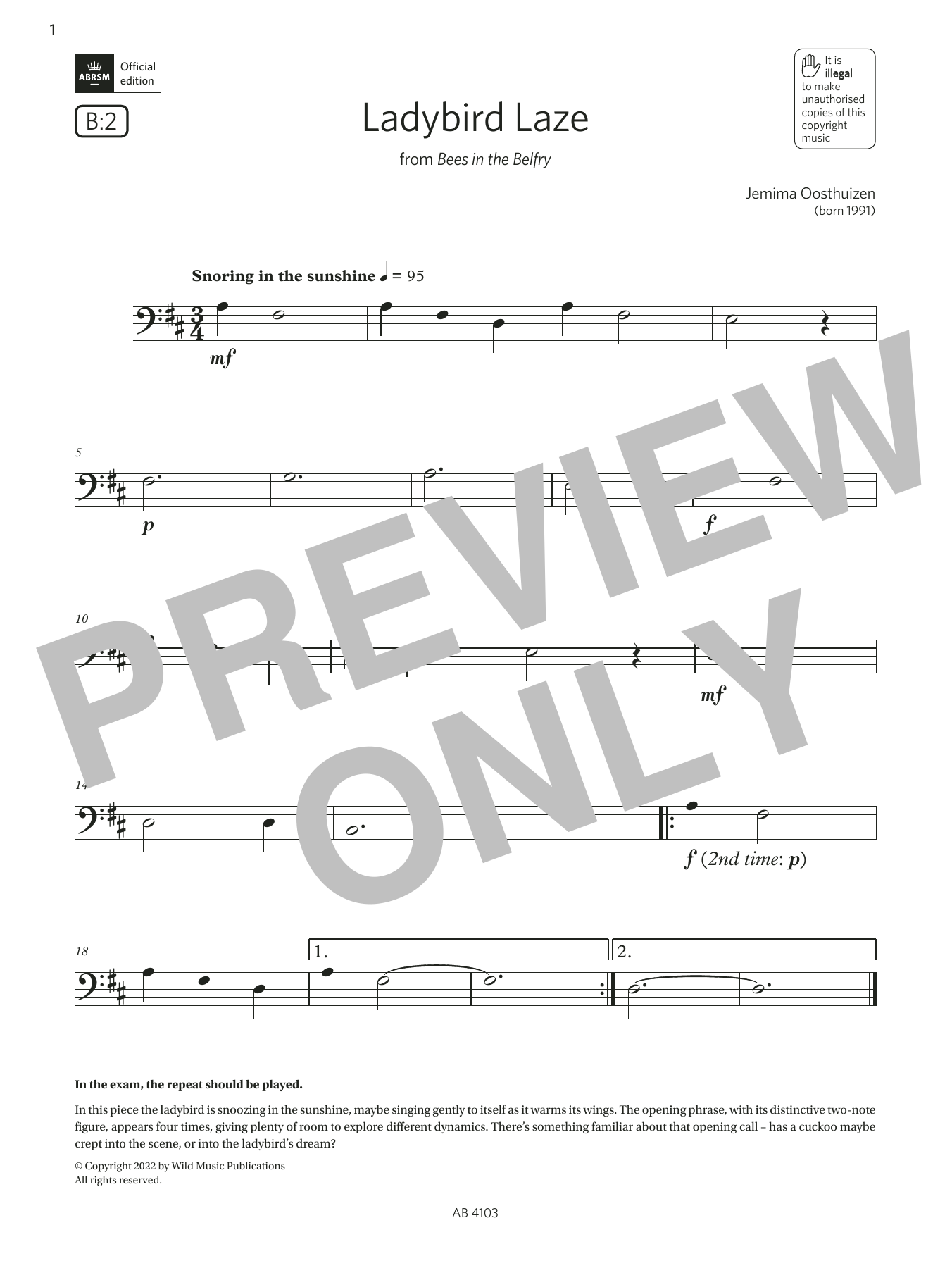 Download Jemima Oosthuizen Ladybird Laze (Grade Initial, B2, from Sheet Music