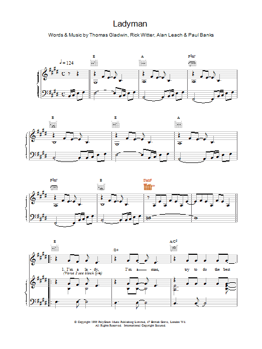 Shed 7 Ladyman sheet music notes printable PDF score