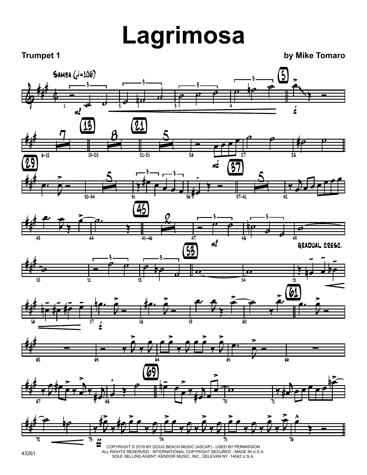 Download Mike Tomaro Lagrimosa - 1st Bb Trumpet Sheet Music