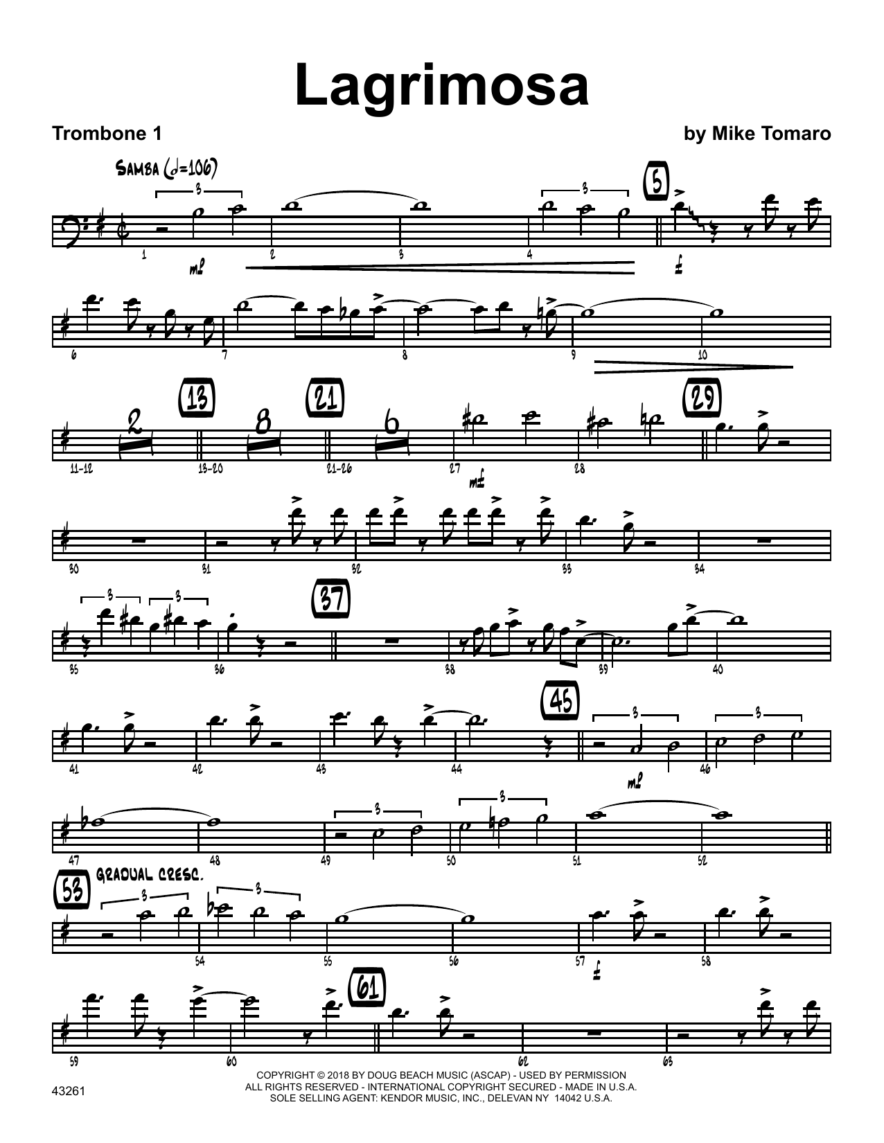 Download Mike Tomaro Lagrimosa - 1st Trombone Sheet Music