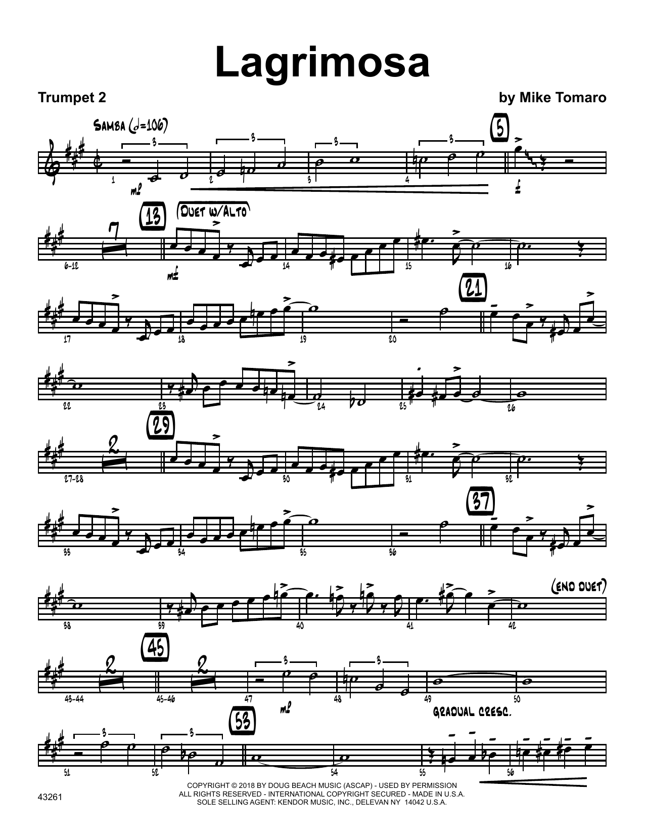 Download Mike Tomaro Lagrimosa - 2nd Bb Trumpet Sheet Music