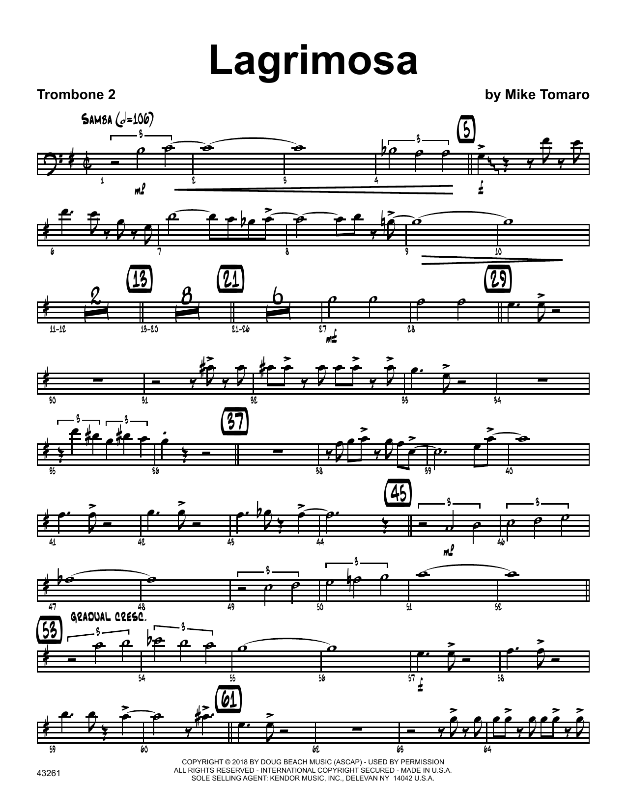 Download Mike Tomaro Lagrimosa - 2nd Trombone Sheet Music
