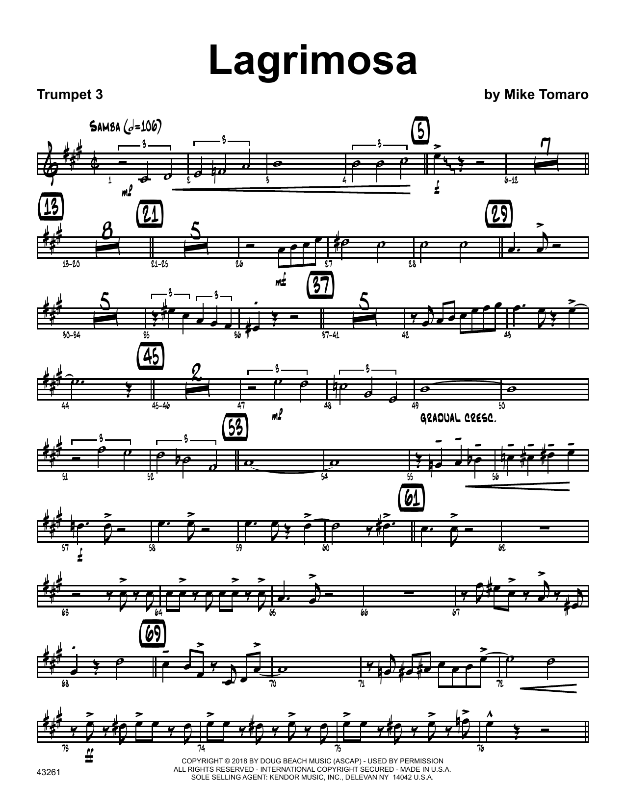 Download Mike Tomaro Lagrimosa - 3rd Bb Trumpet Sheet Music