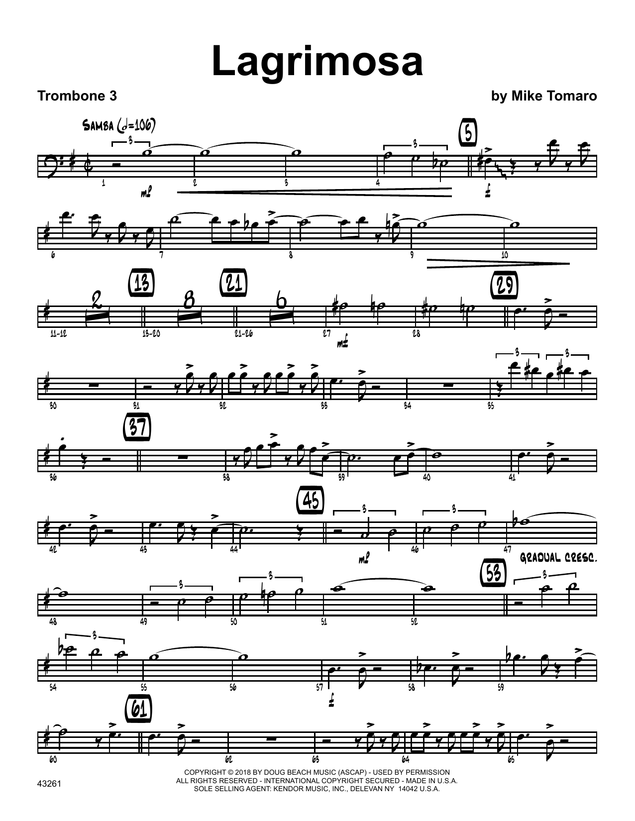 Download Mike Tomaro Lagrimosa - 3rd Trombone Sheet Music