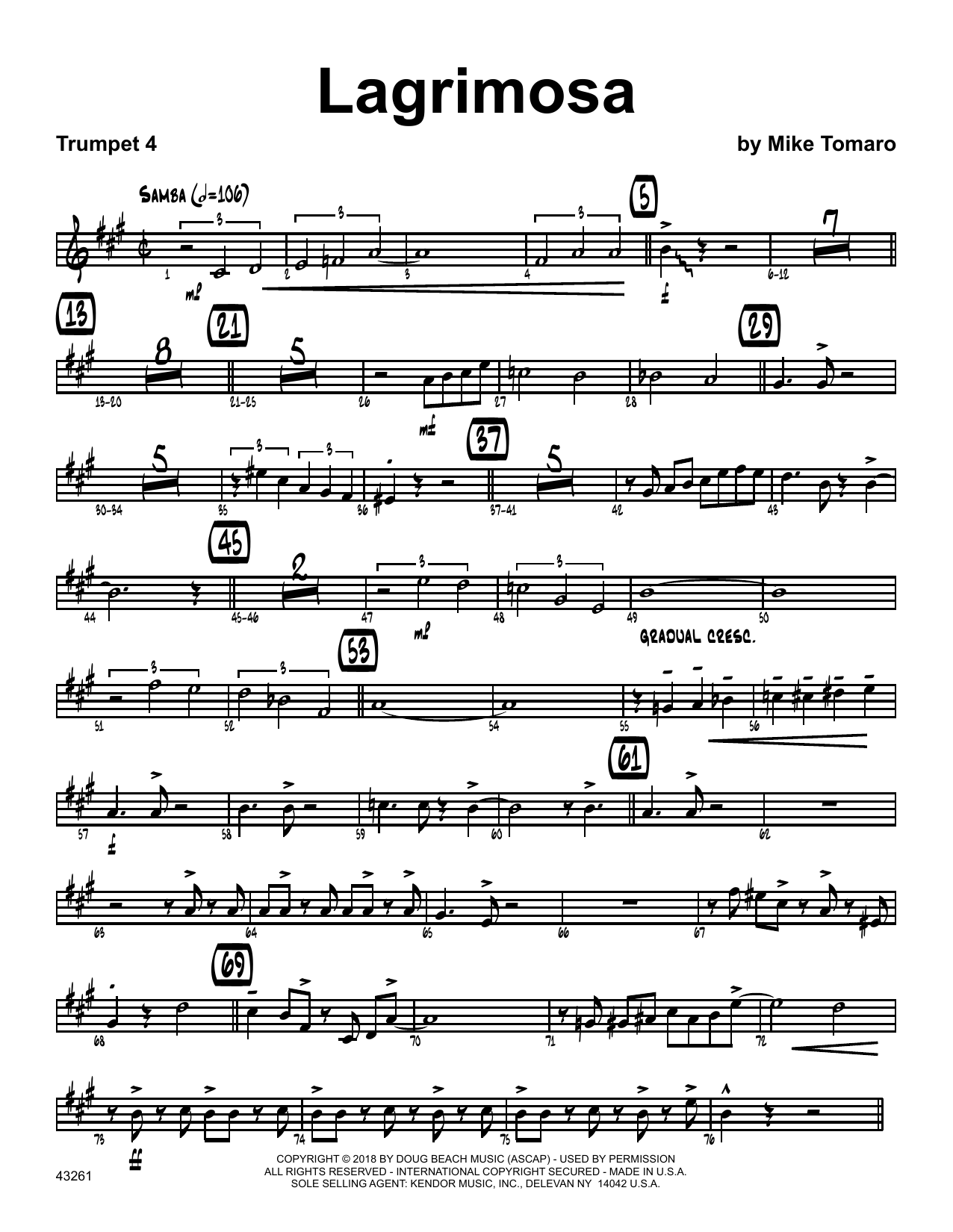 Download Mike Tomaro Lagrimosa - 4th Bb Trumpet Sheet Music