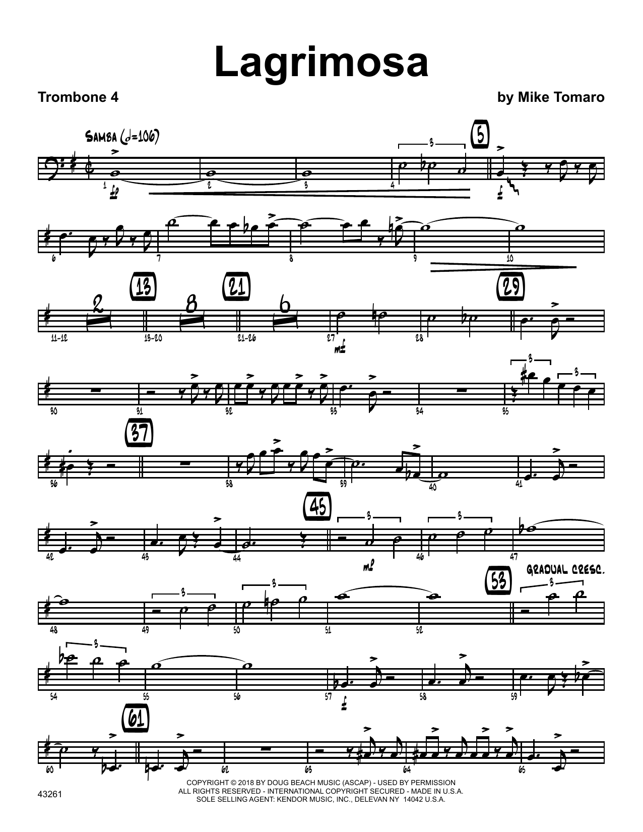 Download Mike Tomaro Lagrimosa - 4th Trombone Sheet Music