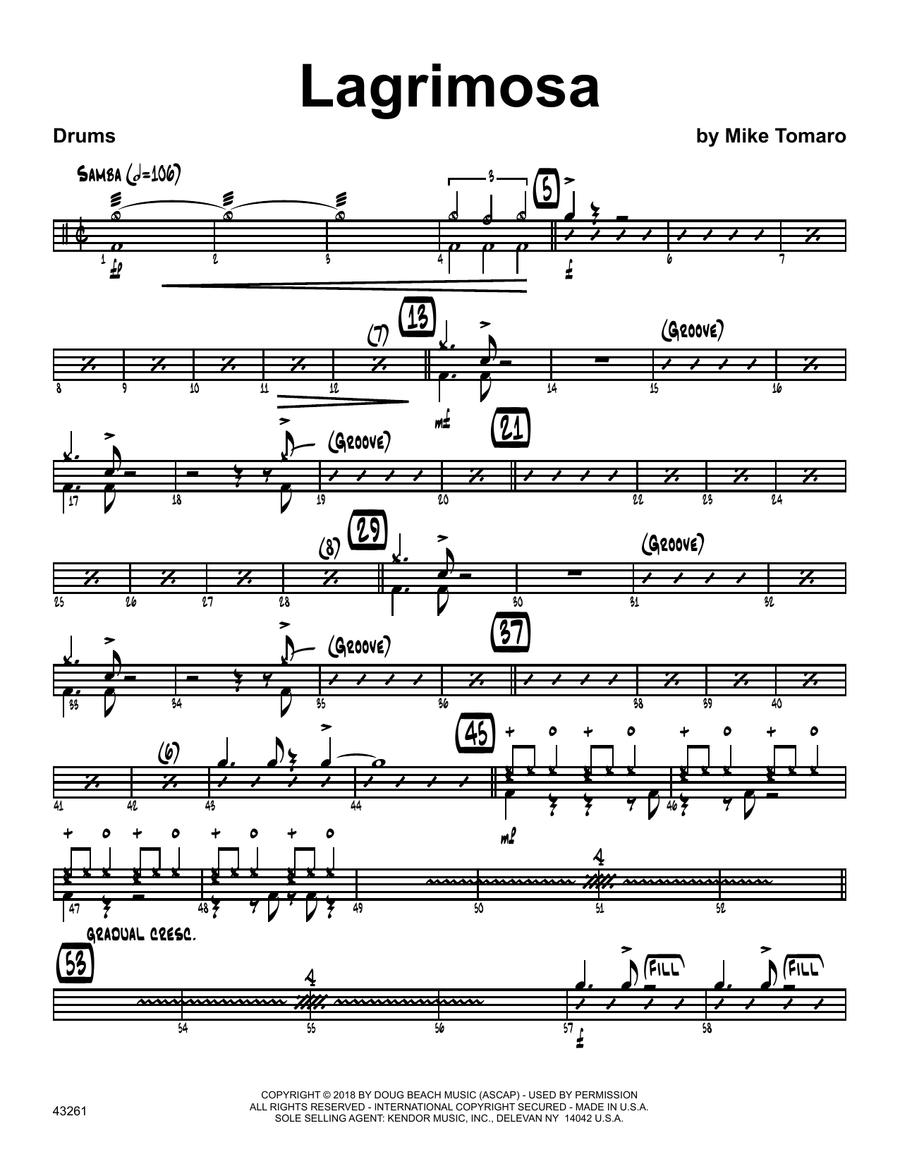 Download Mike Tomaro Lagrimosa - Drum Set Sheet Music