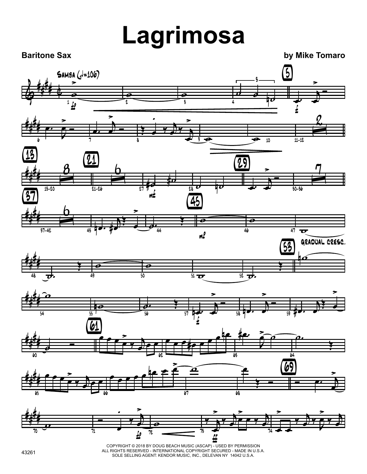 Download Mike Tomaro Lagrimosa - Eb Baritone Saxophone Sheet Music