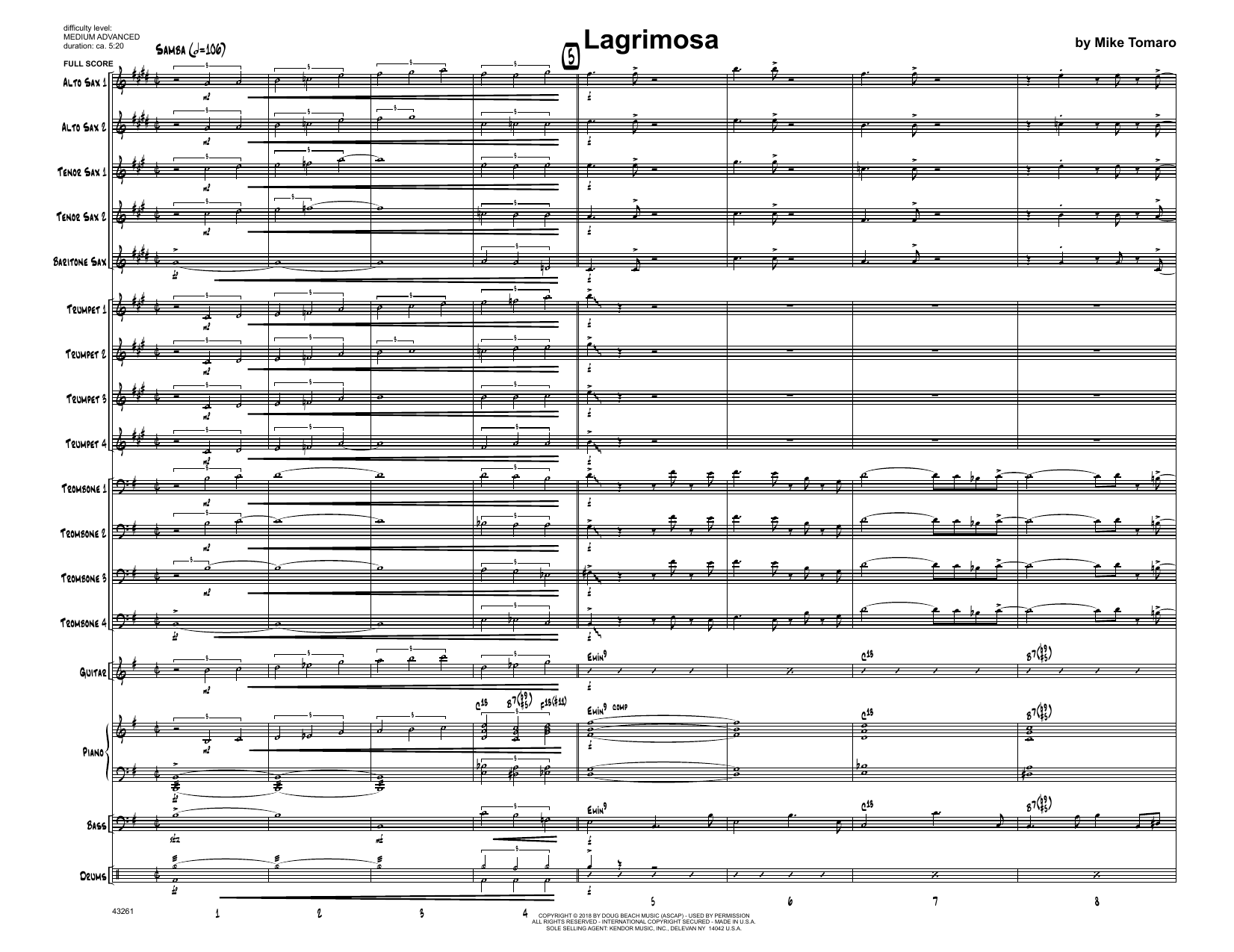 Download Mike Tomaro Lagrimosa - Full Score Sheet Music