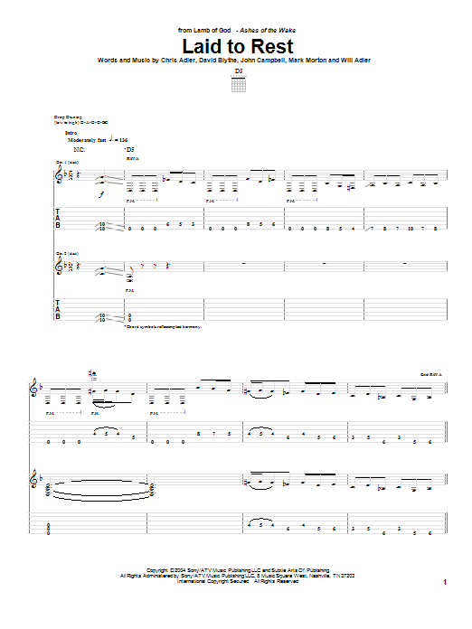 Download Lamb Of God Laid To Rest Sheet Music