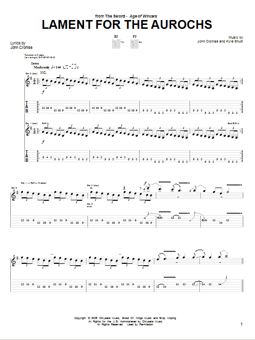 Download The Sword Lament For The Aurochs Sheet Music