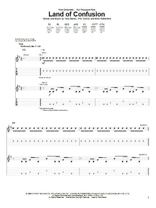 Download Disturbed Land Of Confusion Sheet Music