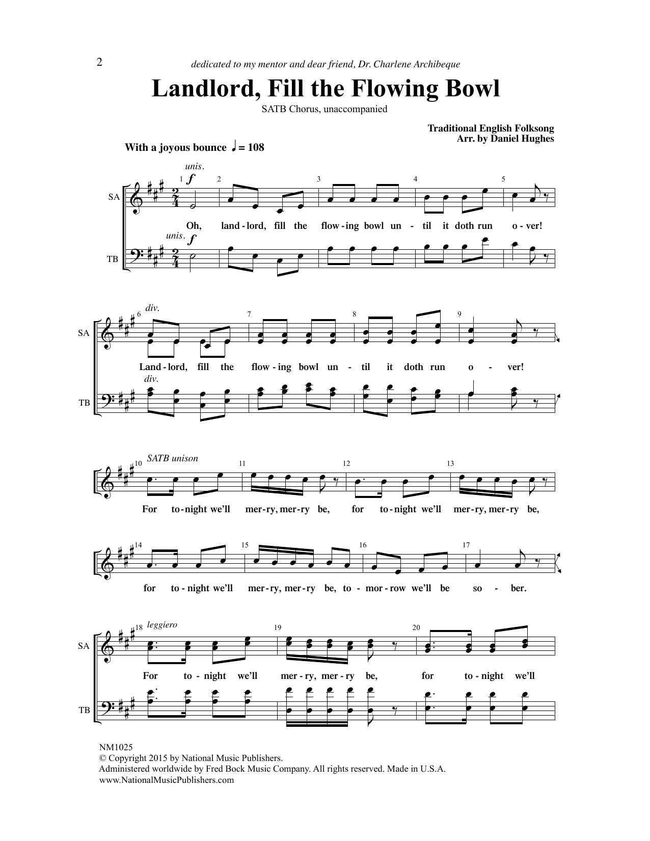 Download Traditional English Folksong Landlord, Fill The Flowing Bowl (arr. D Sheet Music