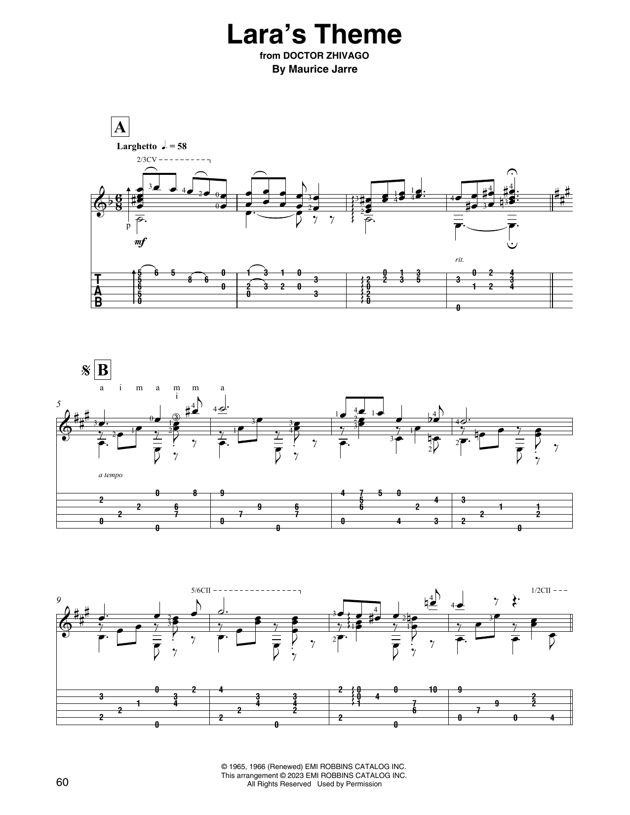 Maurice Jarre Lara's Theme (from Doctor Zhivago) sheet music notes printable PDF score