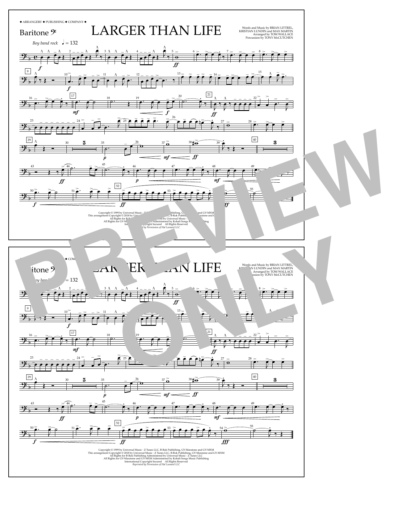 Download Tom Wallace Larger Than Life - Baritone B.C. Sheet Music