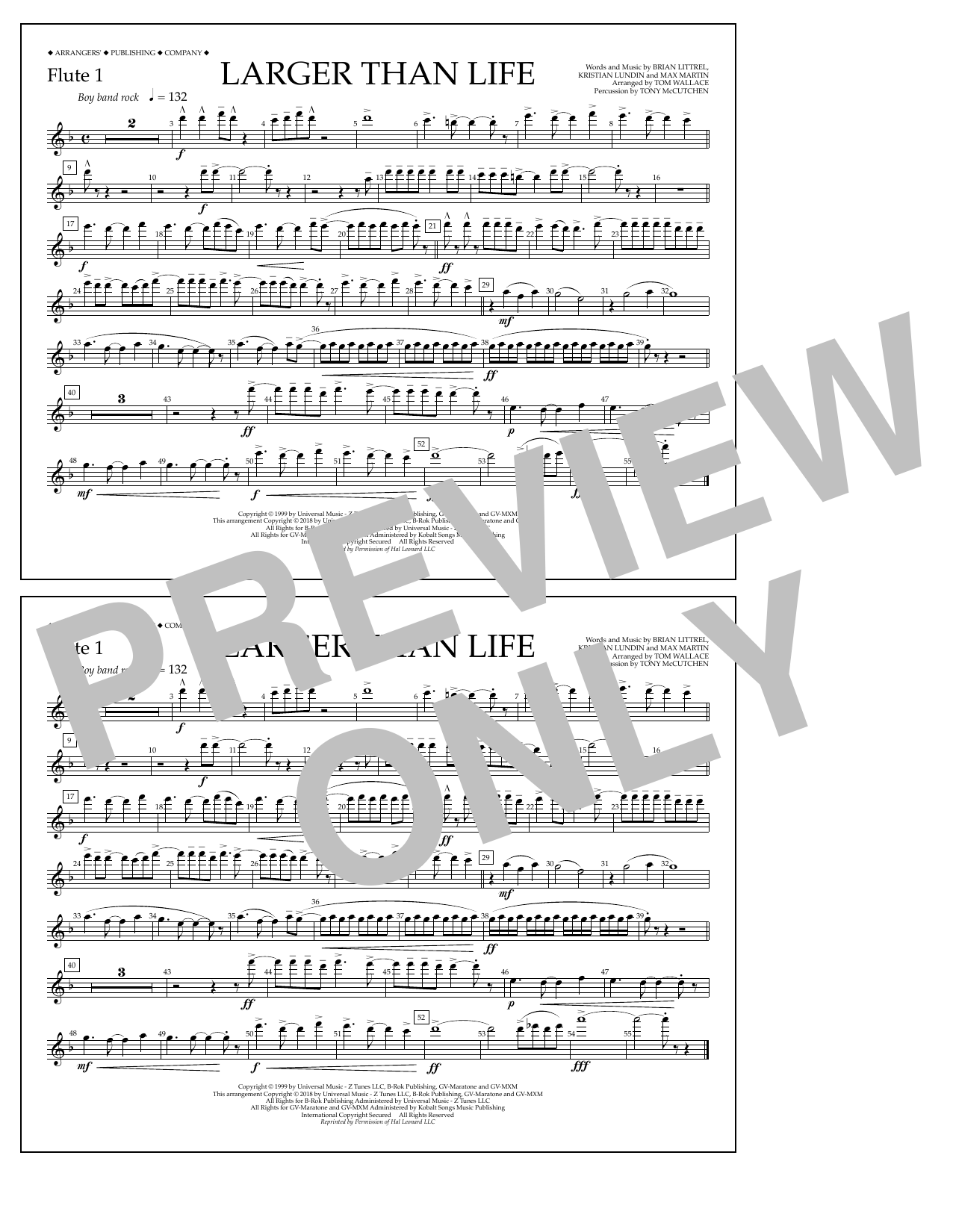 Download Tom Wallace Larger Than Life - Flute 1 Sheet Music