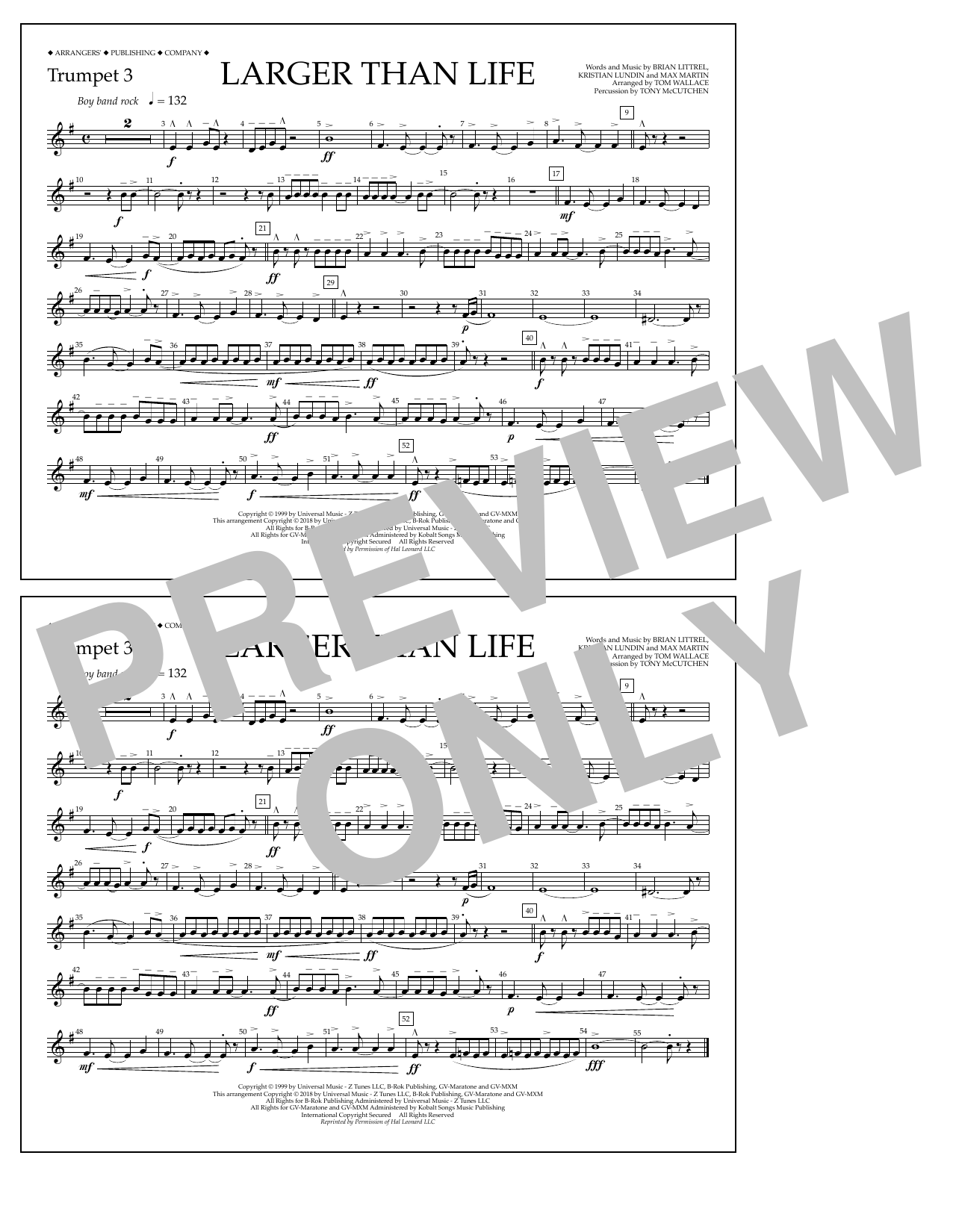 Download Tom Wallace Larger Than Life - Trumpet 3 Sheet Music