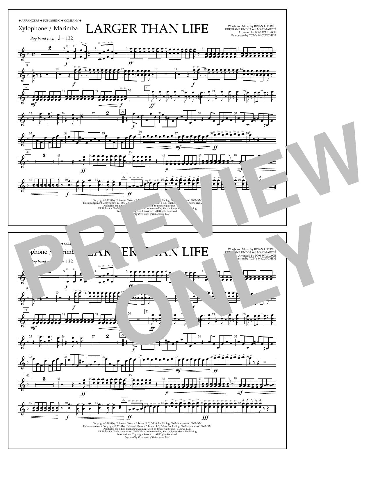 Download Tom Wallace Larger Than Life - Xylophone/Marimba Sheet Music
