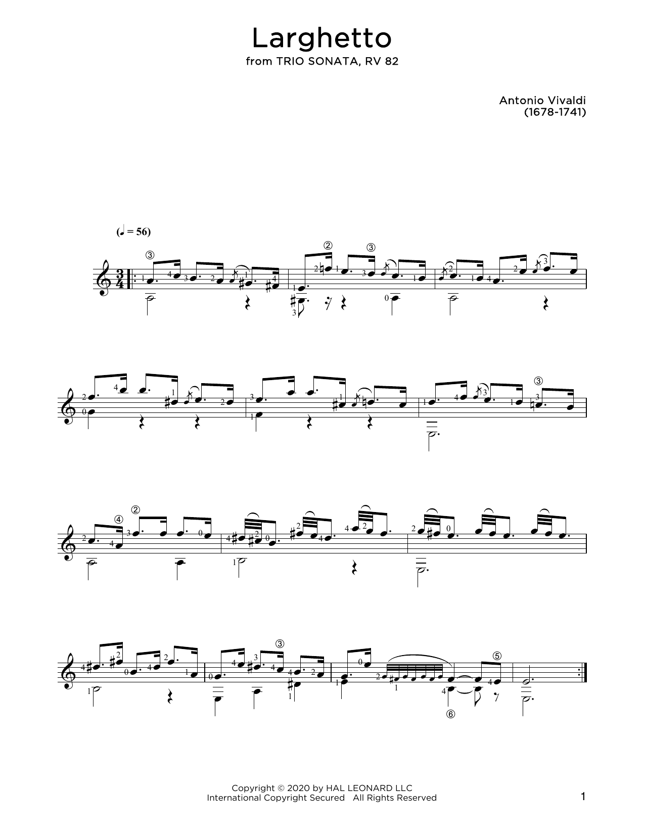 Download Antonio Vivaldi Larghetto Sheet Music