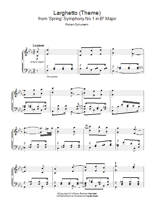 Download Robert Schumann Larghetto (Theme) from 'Spring' Symphon Sheet Music