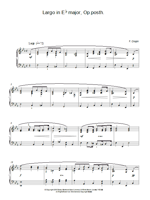 Download Frederic Chopin Largo in E Flat major, Op posth. Sheet Music
