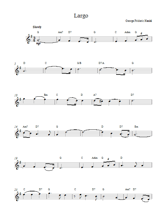 George Frideric Handel Largo (from Xerxes) sheet music notes printable PDF score