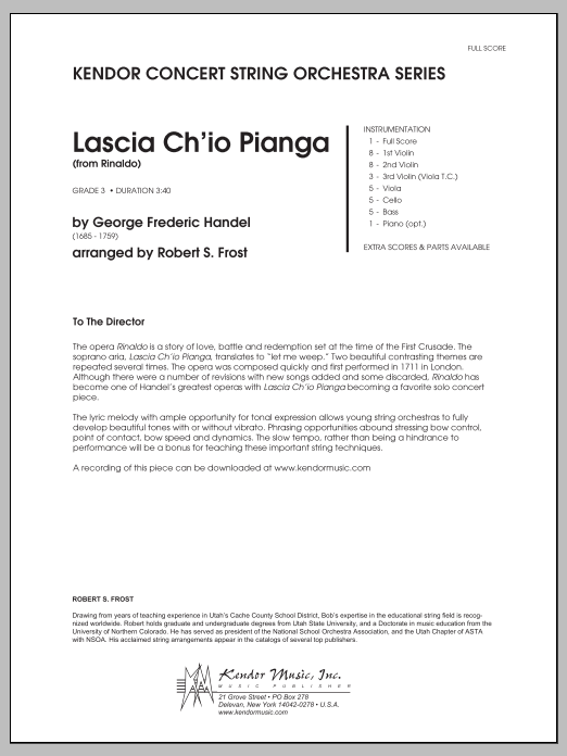 Download Frost Lascia Ch'io Pianga (from Rinaldo) - Fu Sheet Music