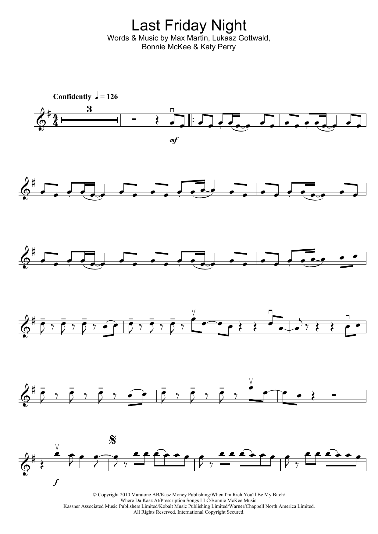 Download Katy Perry Last Friday Night Sheet Music