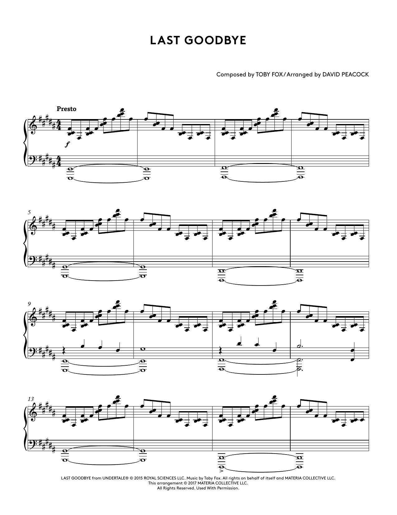 Download Toby Fox Last Goodbye (from Undertale Piano Coll Sheet Music
