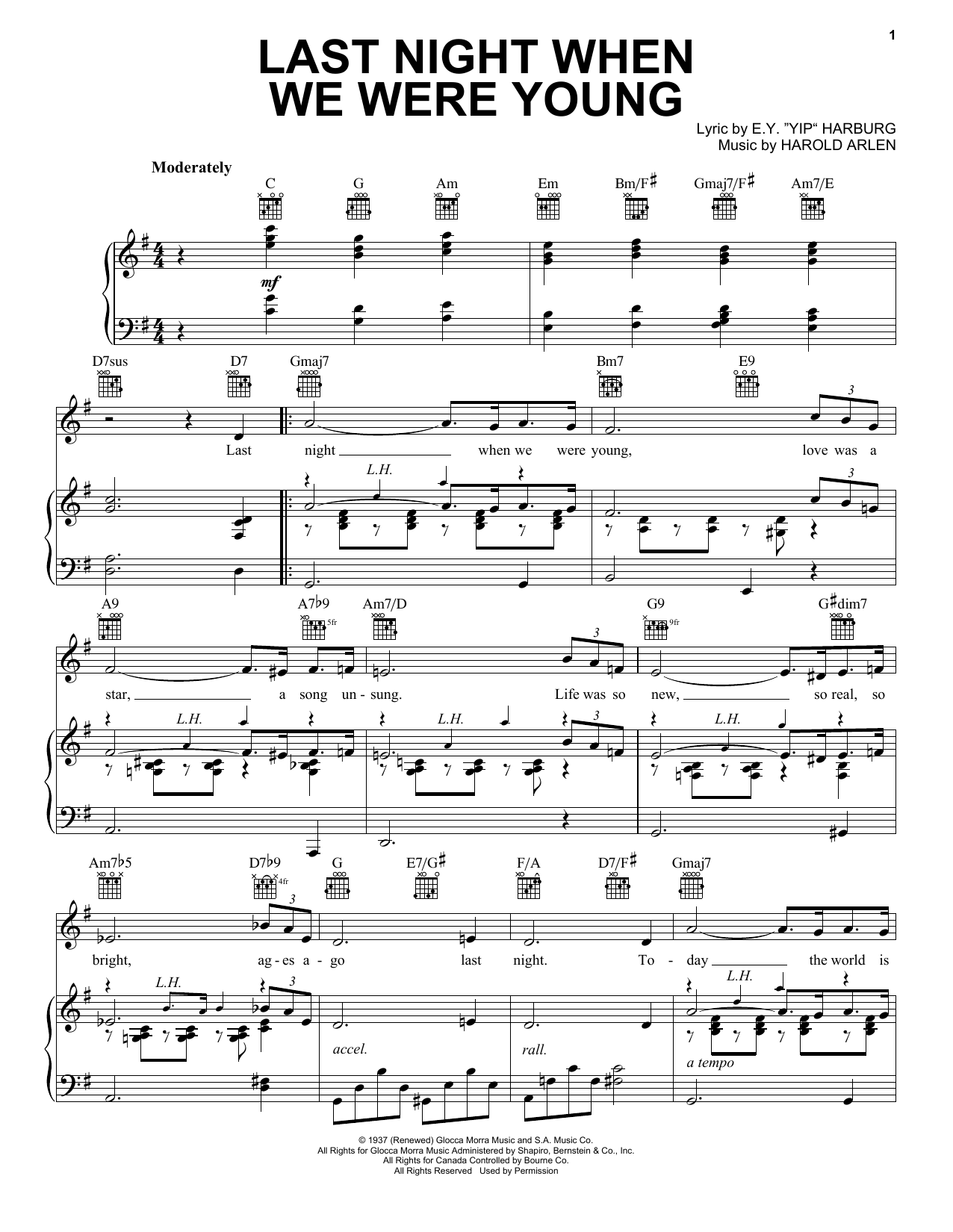 Download Frank Sinatra Last Night When We Were Young Sheet Music
