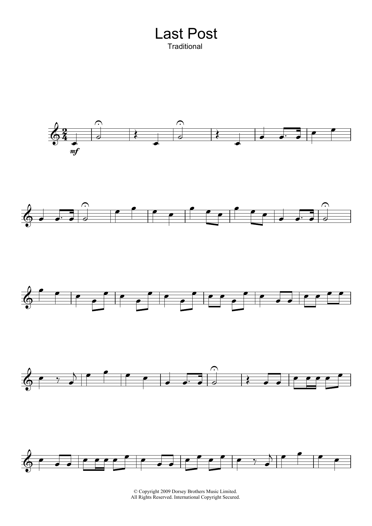 Download Traditional Last Post Sheet Music