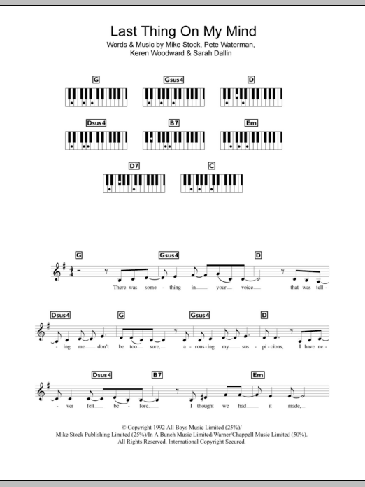 Download Steps Last Thing On My Mind Sheet Music